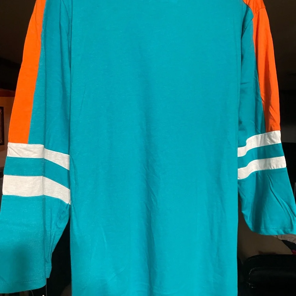 NFL Miami Dolphins Women’s Long Sleeve Shirt - Teal and White XXL - Picture 2 of 3